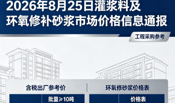 忻府2026年8月25日灌浆料及环氧修补砂浆市场价格信息通报